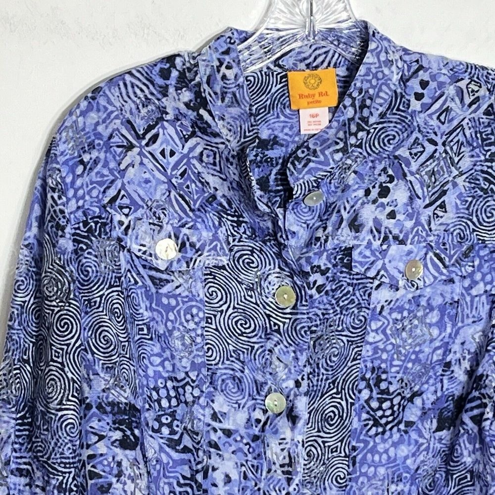 Ruby Rd Petite Blue Print Button Front Jacket Wom… - image 3